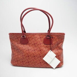 Celine Sulky Logogram Tote Bag Carriage Pattern Leather Orange
